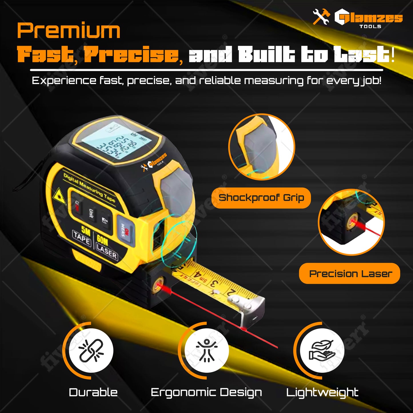Glamzes Tools™ Laser Smart Ruler