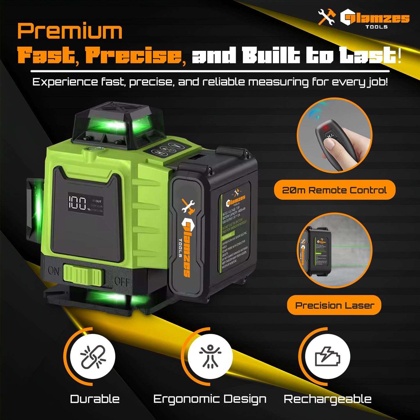 Glamzes Tools™ 16-Line Professional Laser Level