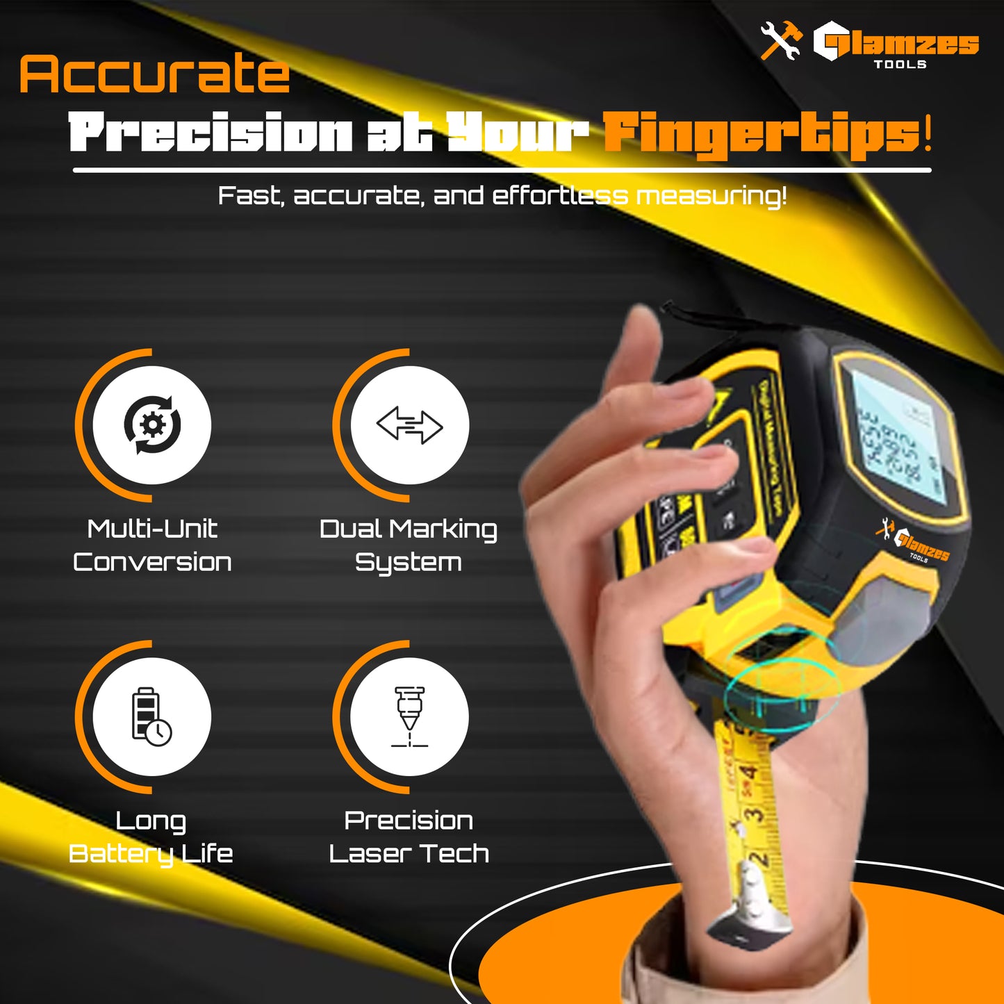 Glamzes Tools™ Laser Smart Ruler