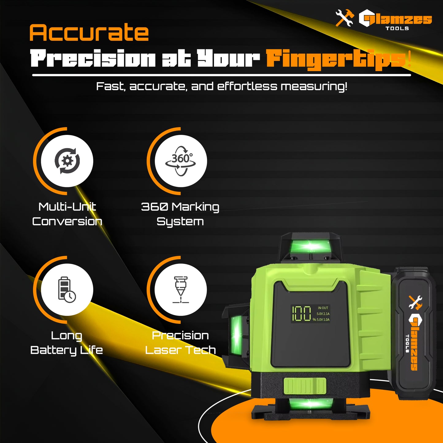 Glamzes Tools™ 16-Line Professional Laser Level
