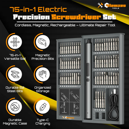 Glamzes Tools™ 75-in-1 Precision Electric Screwdriver Set