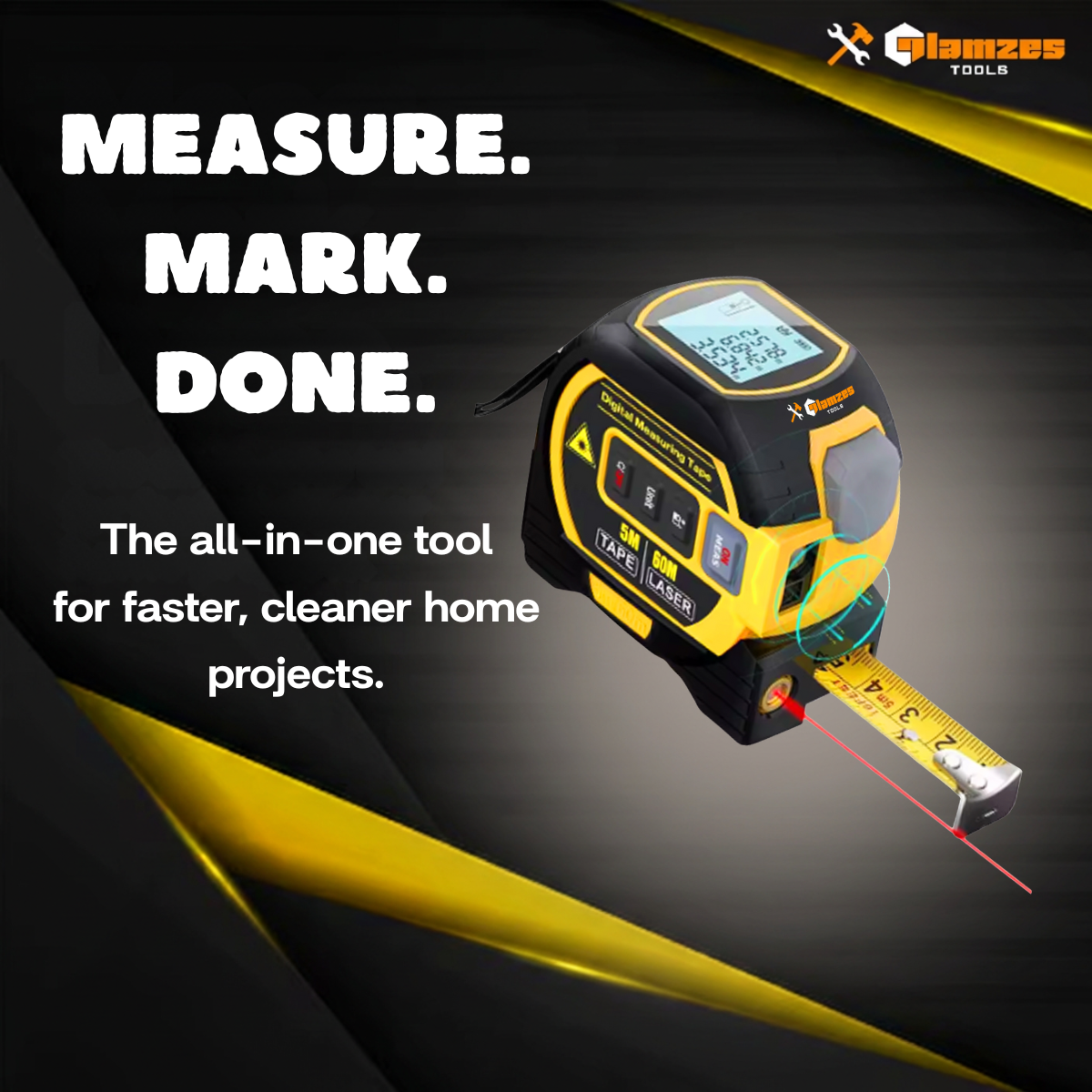Glamzes Tools™ 3-in-1 Laser Tape Measure